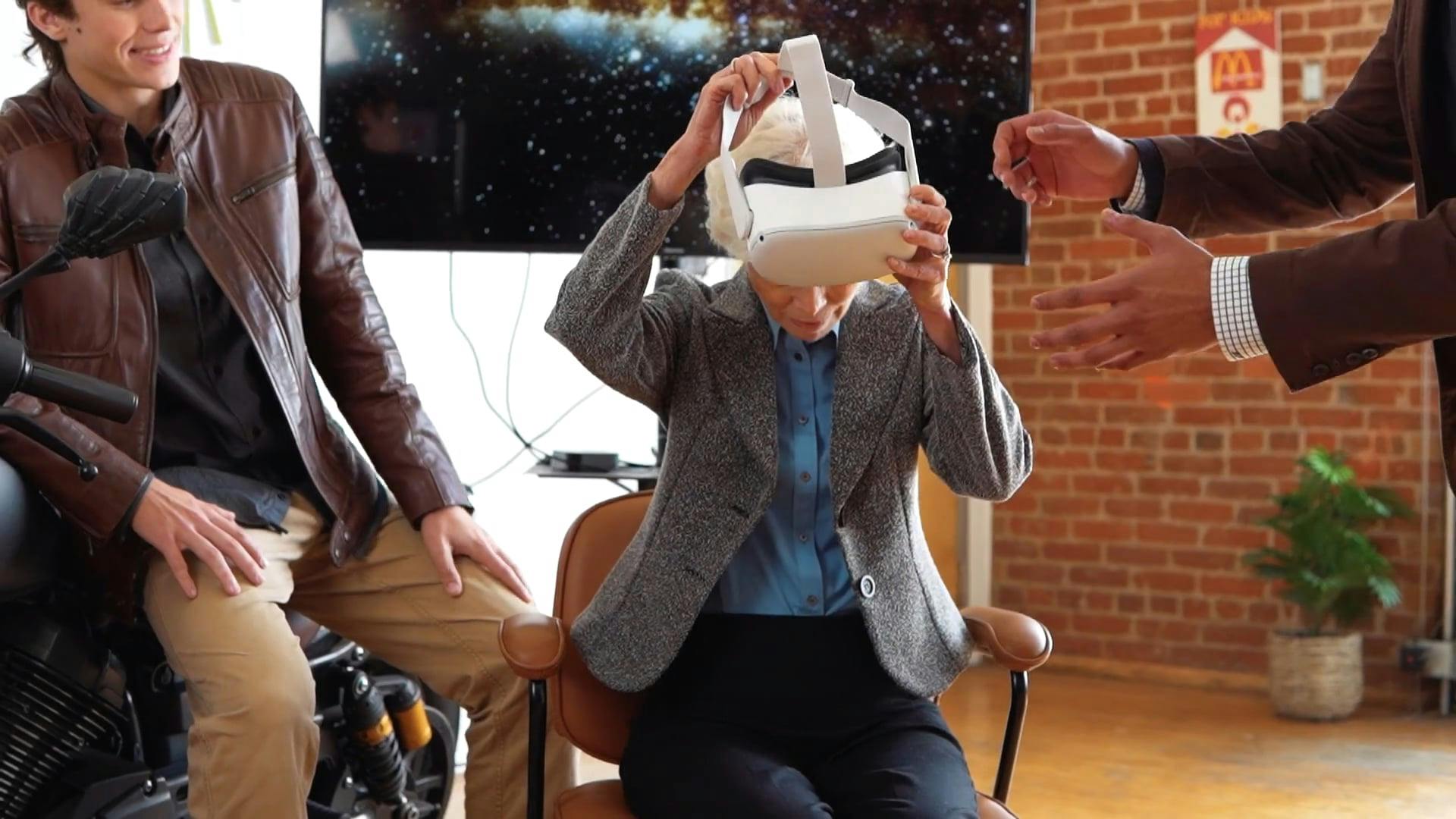 An Elderly Woman Putting on Virtual Reality Headset · Free Stock Video