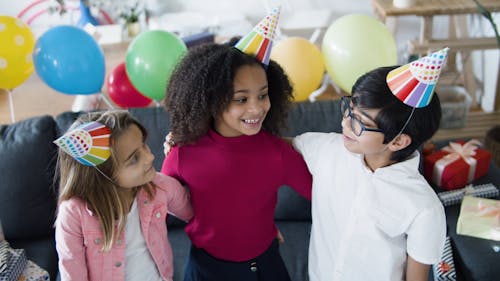 Kids Wearing Party Hats