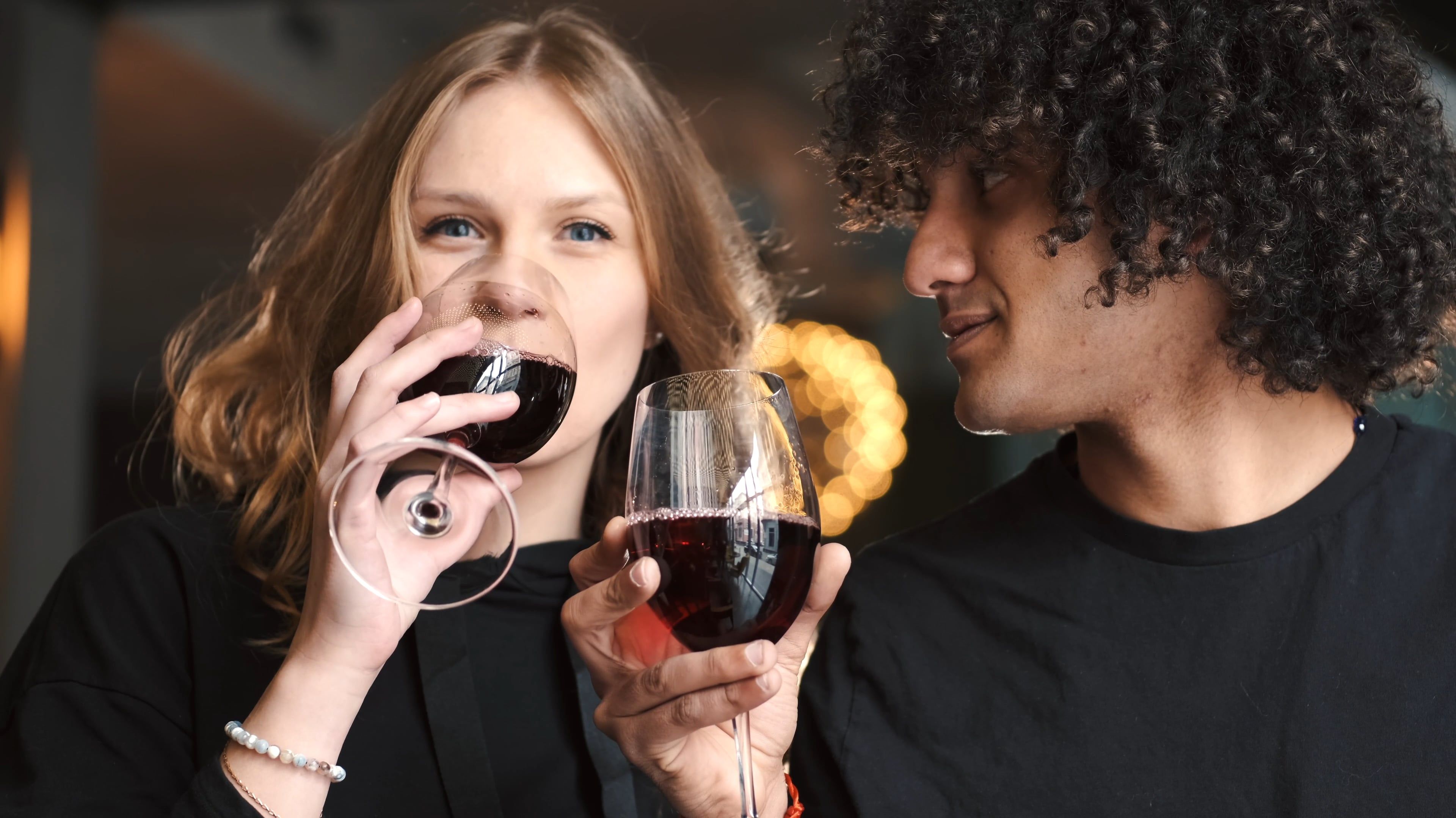 Couple Drinking Wine Together While Kissing Free Stock Video Footage ...
