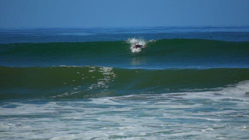 A Man Surfing on the Waves