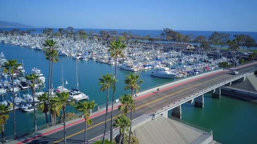 An Aerial Footage of Yachts Docked on the Port