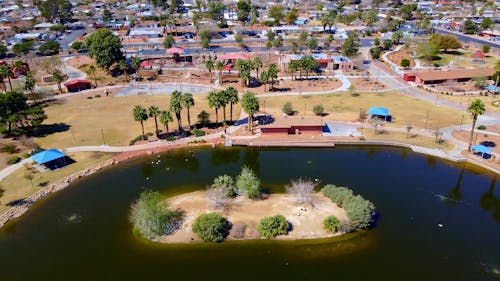 Drone Shot of the Lake at Lorenzi Park, Las Vegas