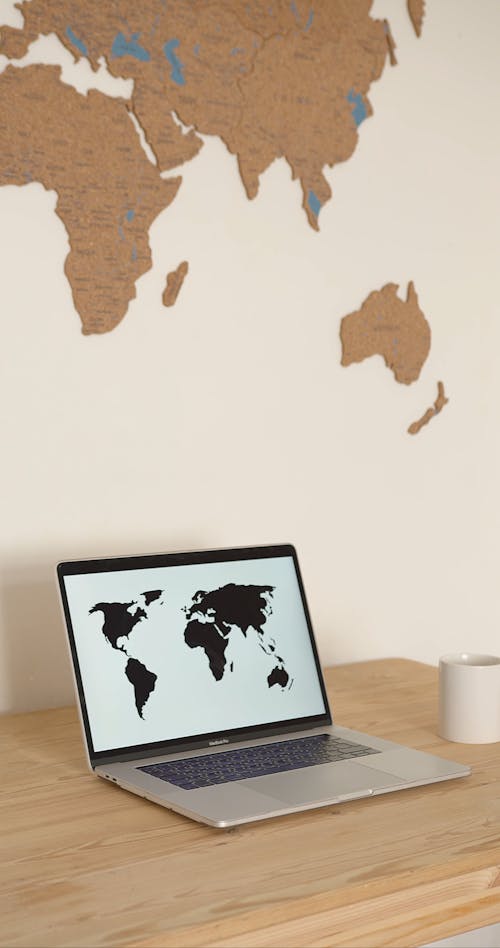 World Map on a Laptop Screen
