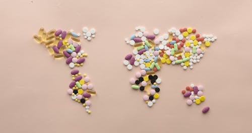 World Map Made with Medicine Tablets