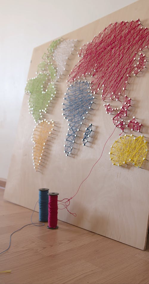 A String Artwork of a World Map