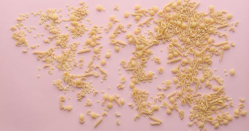 A Stop Motion of Pasta Forming the World Map