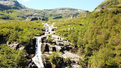 Green Landscape With Waterfall