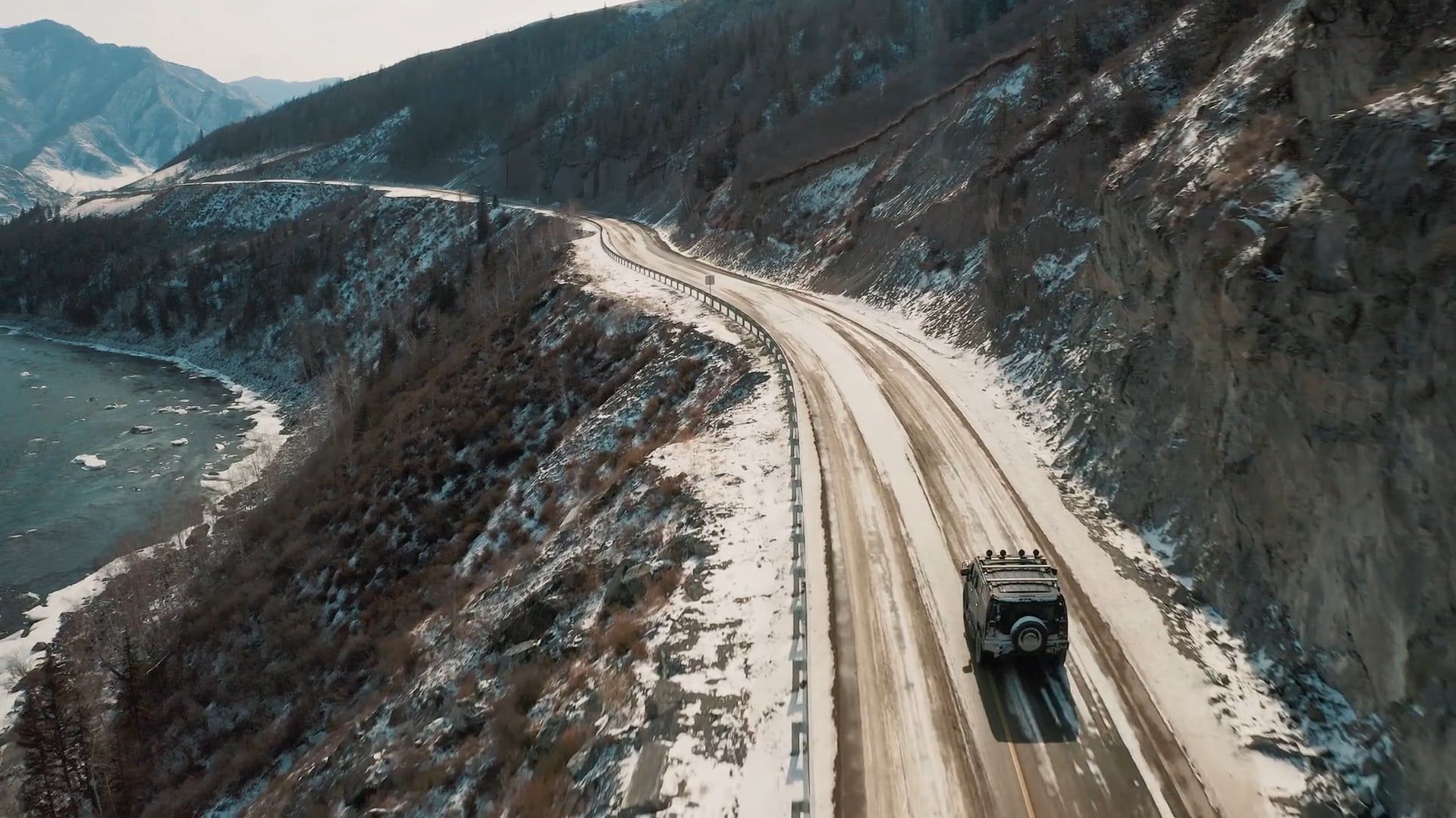 An Aerial Footage of a Vehicle in a Mountainside Road Free Stock Video ...