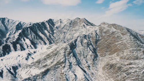 Aerial Footage of a Mountain with Snow