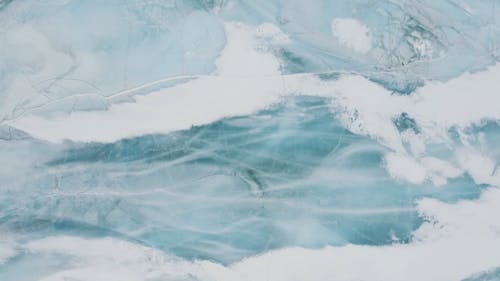 Drone Footage of Frozen Water Body