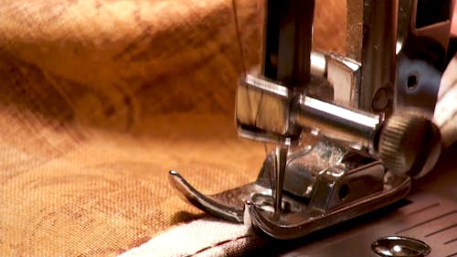 Close Up Shot of Sewing Machine