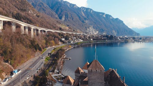 Drone Footage of Chillon Castle