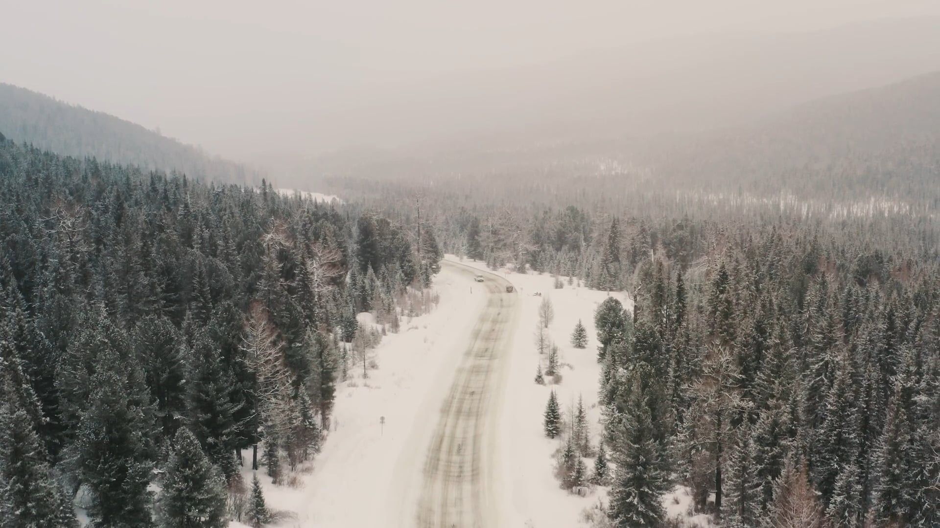Aerial Footage of Forest Road During Winter Season Free Stock Video ...