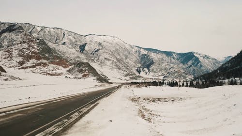 View of the Road Beside the Mountains 