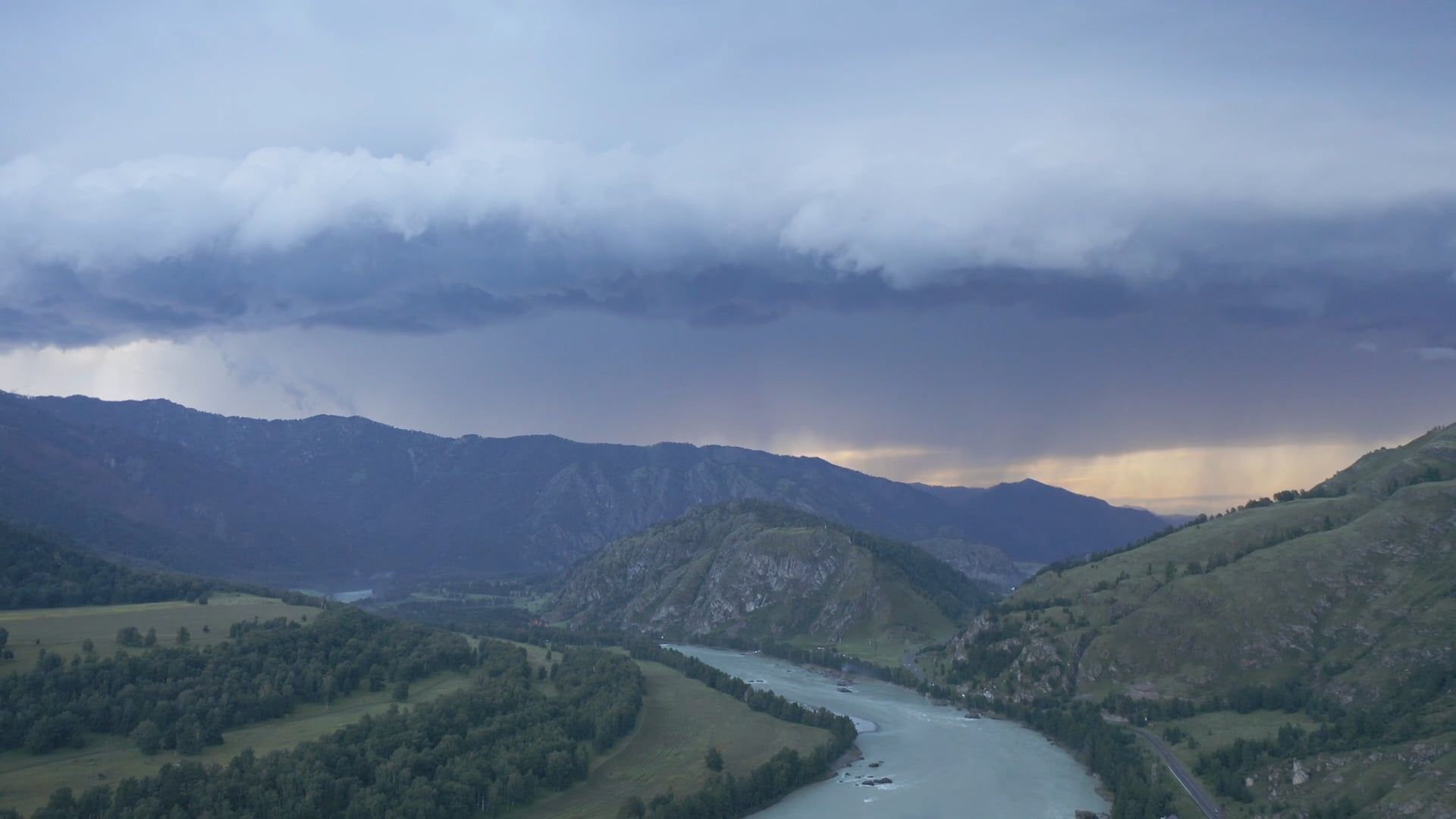 Aerial View of a Valley and the Mountains in a Stormy Day Free Stock ...