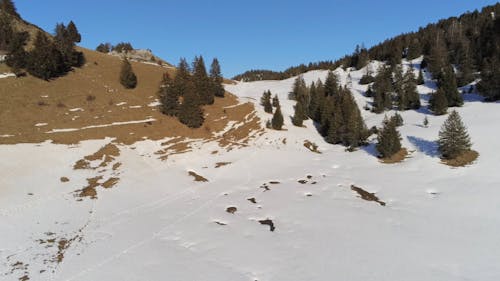 Drone Footage Of A Snow Covered Land