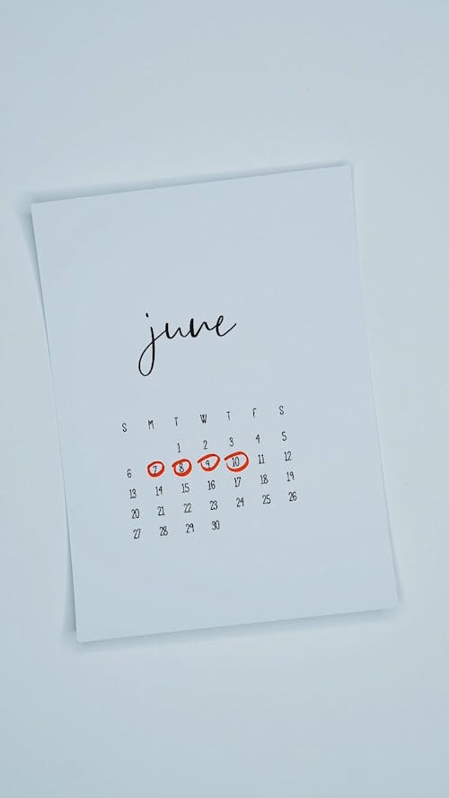 Calendar with Circle Marks on the Date