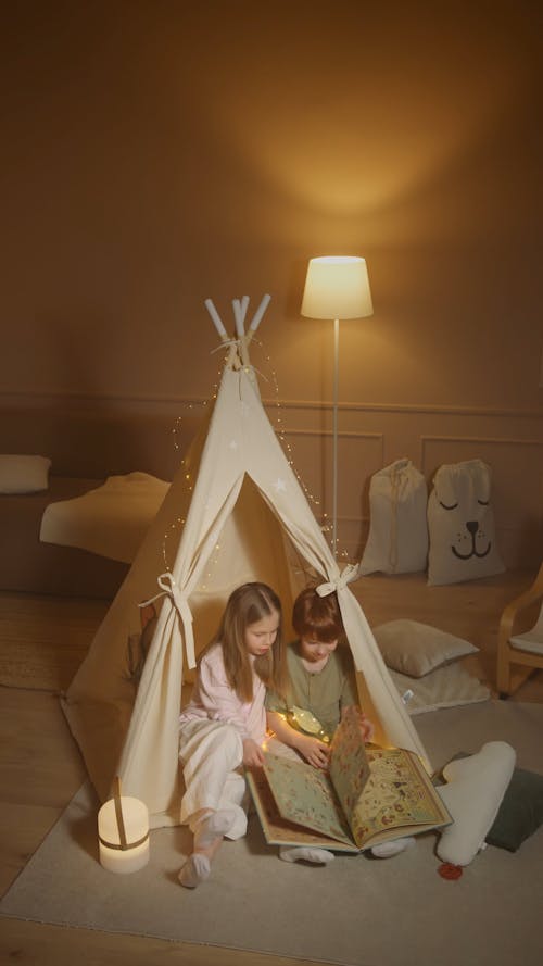 Kids Playing in the Indoor Tent