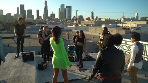 Band Performing on Rooftop