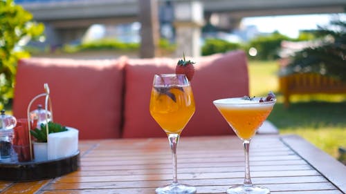 Close Up Shot of Cocktails on the Table in the Restaurant