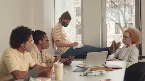 People in an Office Wearing Face Masks