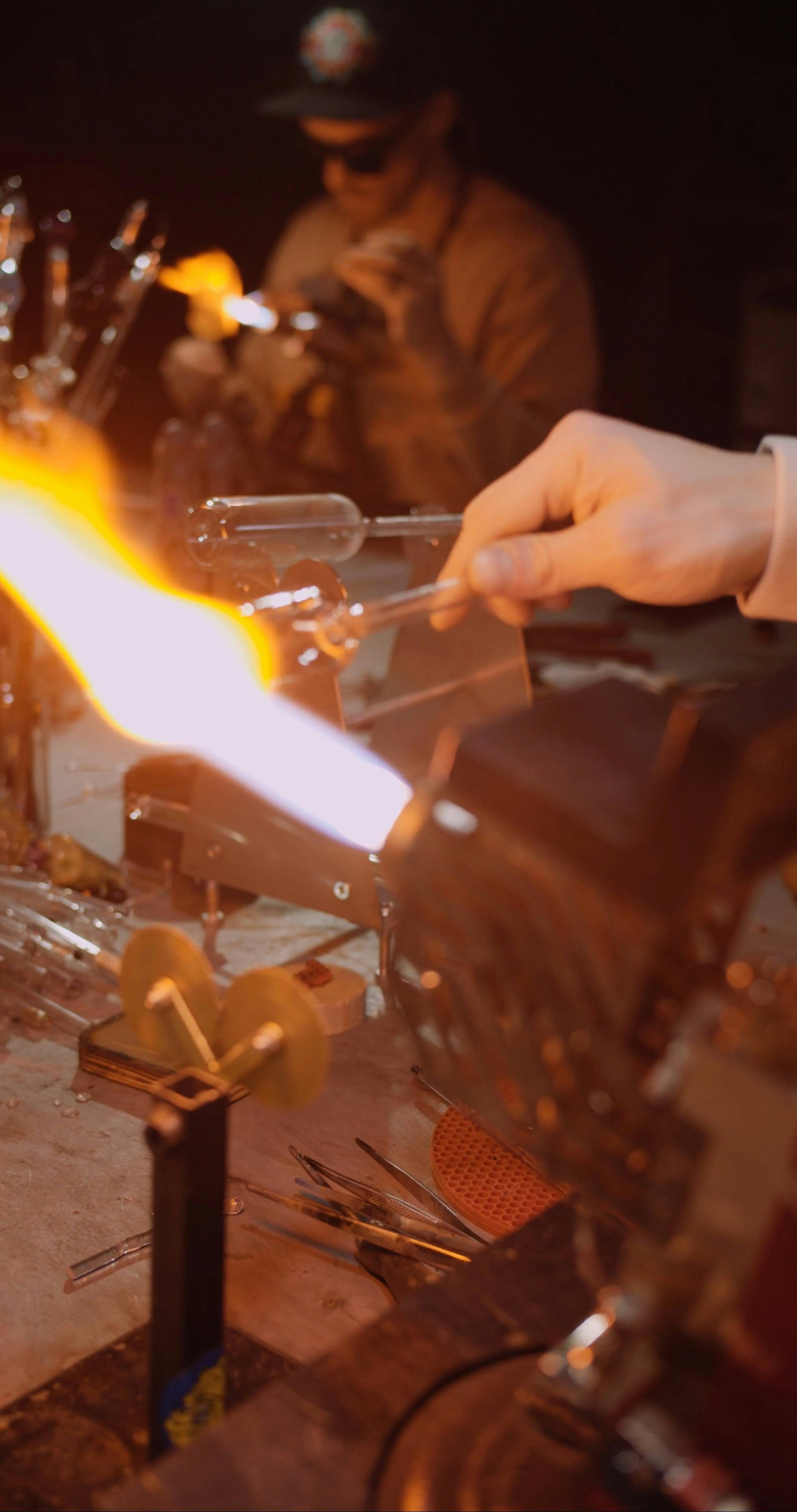 Blow Torching A Glass For Shaping Free Stock Video Footage, Royalty