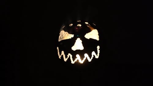 A Burning Flame Inside a Pumpkin Head