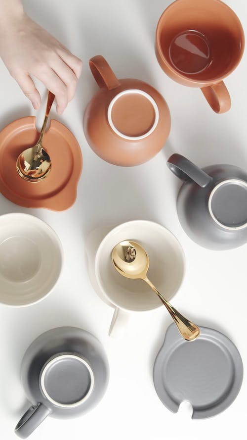 Flatlay Video of Ceramic Cups