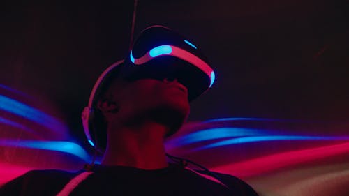 A Man Wearing a Virtual Reality Headset