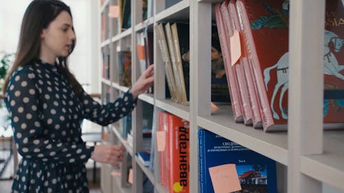 Woman Getting A Book From The Shelf