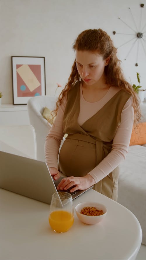 Woman Pregnant with a Laptop 