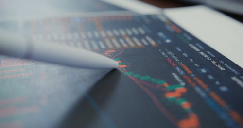 A Person Looking at the Stock Analysis Using a Pen 