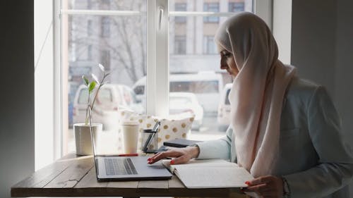 Female Wearing a Hijab Working in a Coffee Shop
