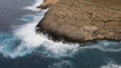 Drone Footage of Ocean Waves Crashing on Rocks