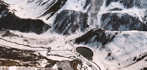 Aerial View of A Snow Capped Mountain