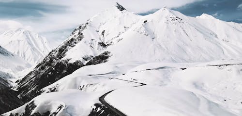 Drone Shot Of A Snow Capped Mountains