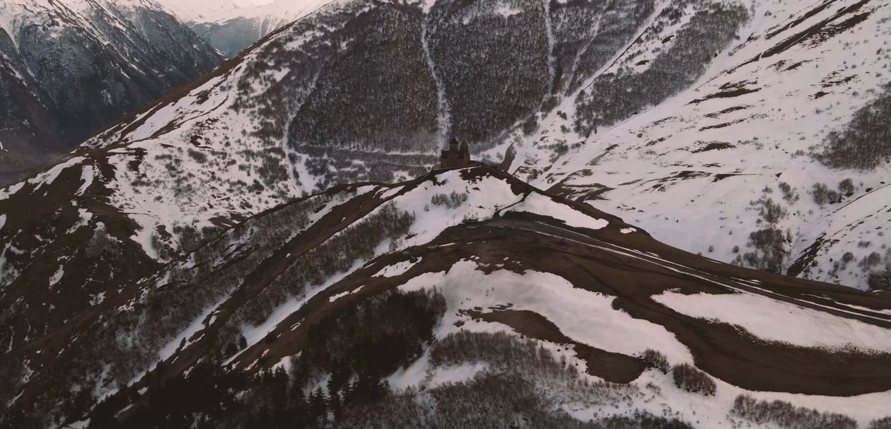 Drone Footage Of a Castle In a Snowy Mountain Free Stock Video Footage ...