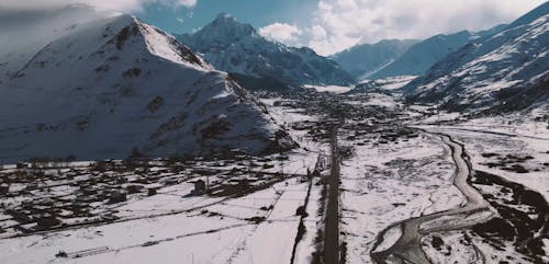 Aerial Footage of Mountains Covered with Snow