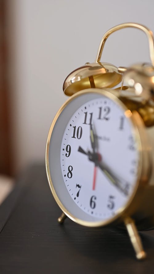 Full Shot of Gold Alarm Clock