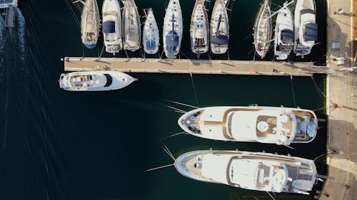 Bird's-eye View of Watercrafts Docked on Grand Harbour