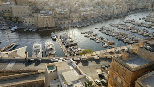 Drone Footage of a Marina in Malta