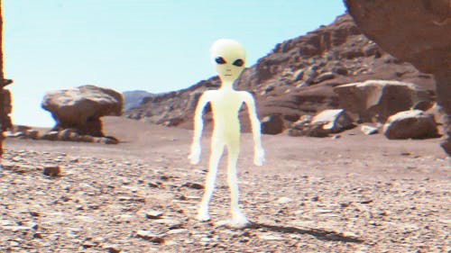 Distorted Video of an Alien Figure