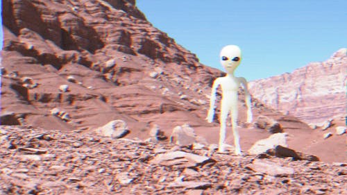 Distorted Video of an Alien Figure