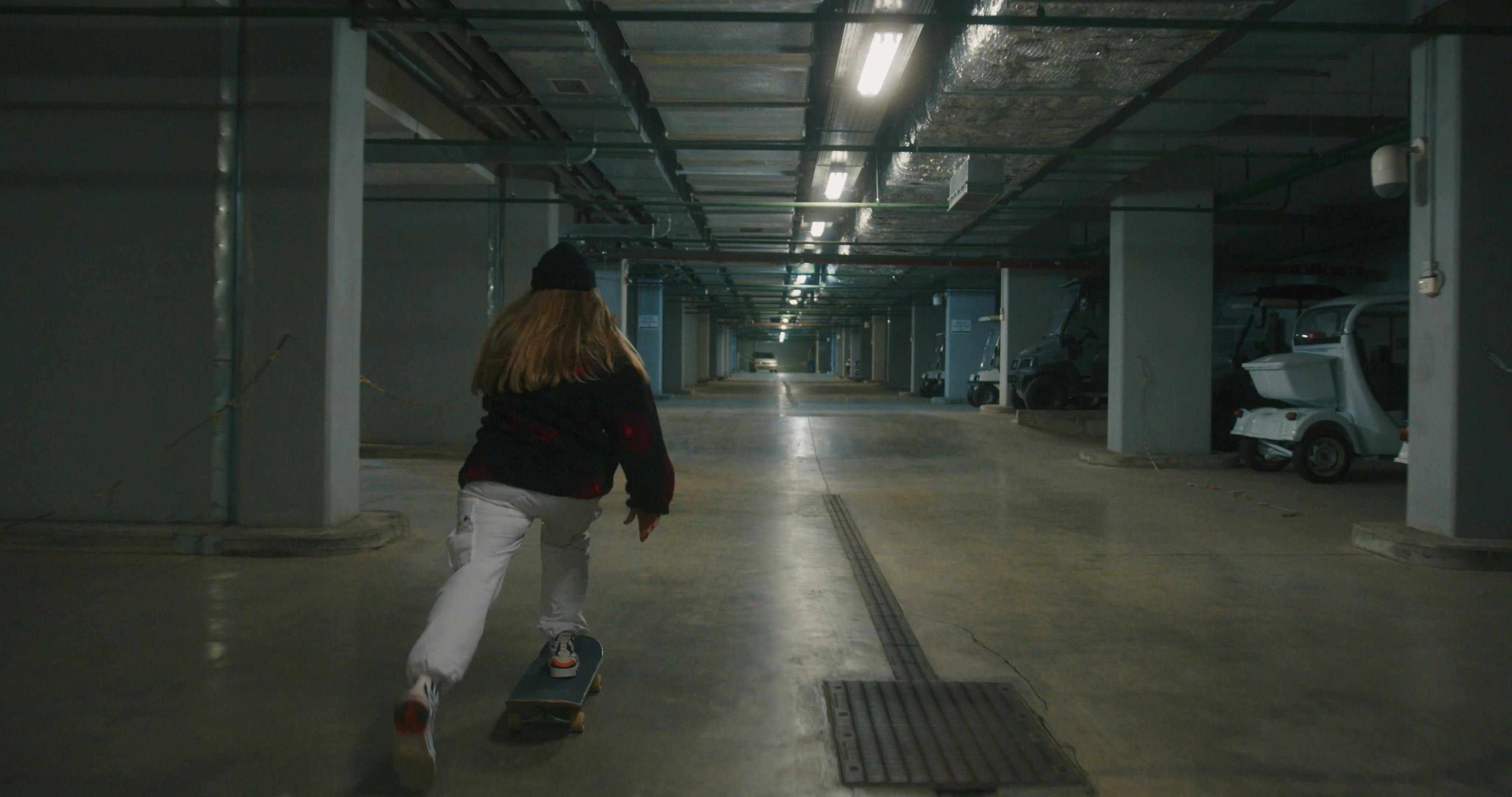 Skaters in Parking Lot · Free Stock Video