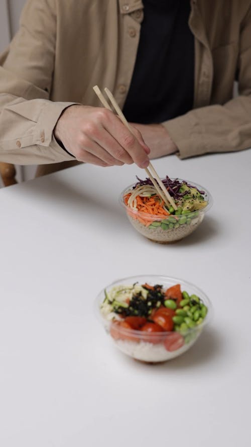 People Eating Rice Bowl Together