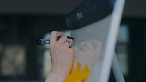 A Person Writing Marketing on a Whiteboard