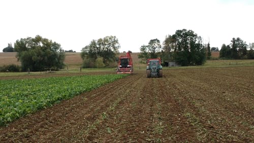 A Combine Harvester Collecting Crops On Farmland