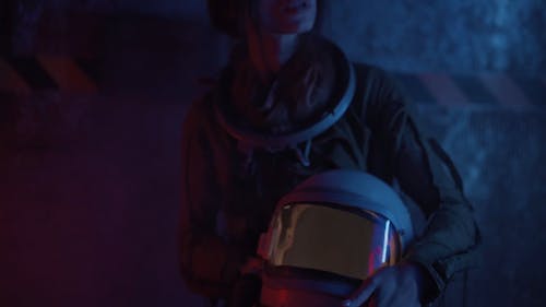 A Female Astronaut Making Repairs Inside The Spacecraft Free Stock ...