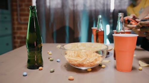 A Table with Food and Beverages