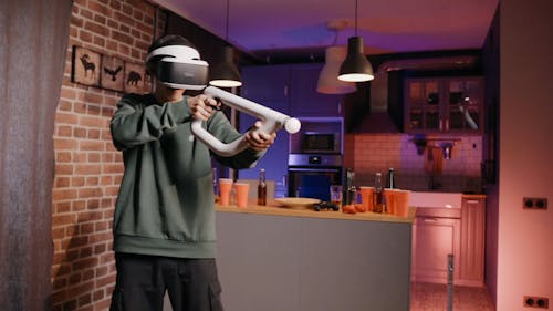 Man Playing Virtual Reality Game